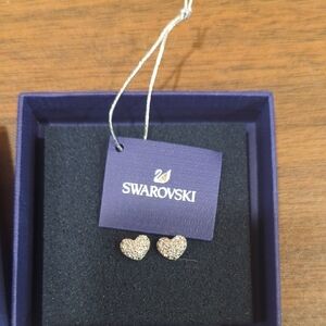 Swarovski Silver Heart Earrings NWT
